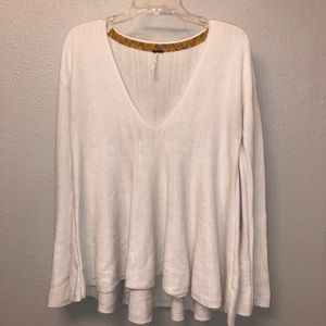Free People White Bell-Sleeve Sweater - size S